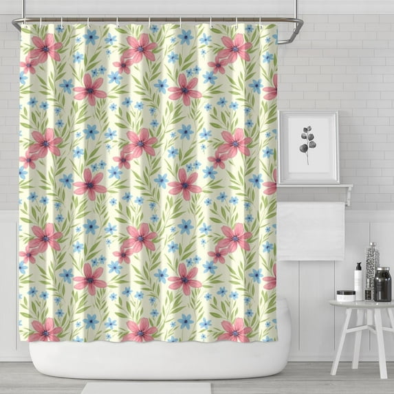 Pioneer Flower Floral Print Pattern Shower Curtain 84"x72", Bathroom Decorative Shower Curtain Set with 12 Hooks, Waterproof Washable