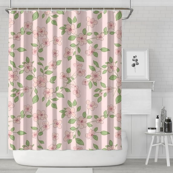 Pioneer Flower Floral Print Pattern Shower Curtain 84"x72", Bathroom Decorative Shower Curtain Set with 12 Hooks, Waterproof Washable