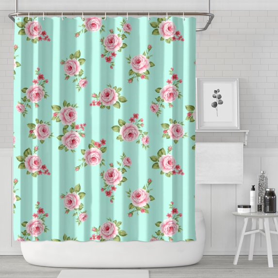 Pioneer Flower Floral Print Pattern Shower Curtain 84"x72", Bathroom Decorative Shower Curtain Set with 12 Hooks, Waterproof Washable