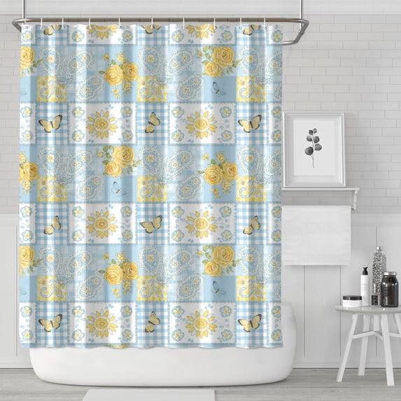 Pioneer Flower Floral Print Pattern Shower Curtain 84”x72", Bathroom Decorative Shower Curtain Set with 12 Hooks, Waterproof Washable