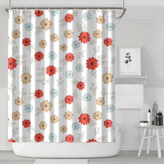 Pioneer Flower Floral Print Pattern Shower Curtain 84”x72", Bathroom Decorative Shower Curtain Set with 12 Hooks, Waterproof Washable