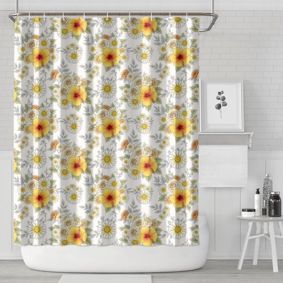 Pioneer Flower Floral Print Pattern Shower Curtain 84”x72", Bathroom Decorative Shower Curtain Set with 12 Hooks, Waterproof Washable