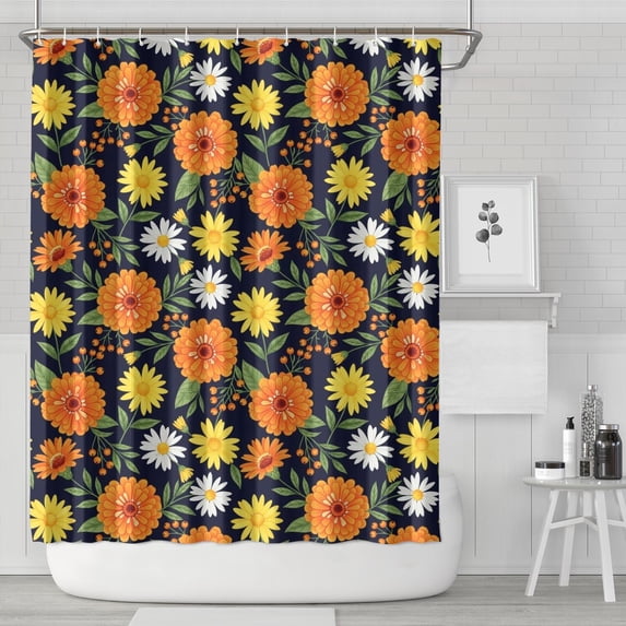 Pioneer Flower Floral Print Pattern Shower Curtain 84”x72", Bathroom Decorative Shower Curtain Set with 12 Hooks, Waterproof Washable