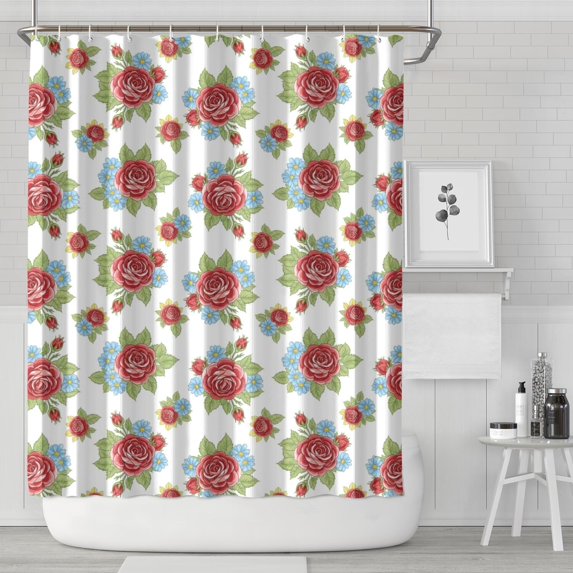 Pioneer Flower Floral Print Pattern Shower Curtain 84"x72", Bathroom Decorative Shower Curtain Set with 12 Hooks, Waterproof Washable