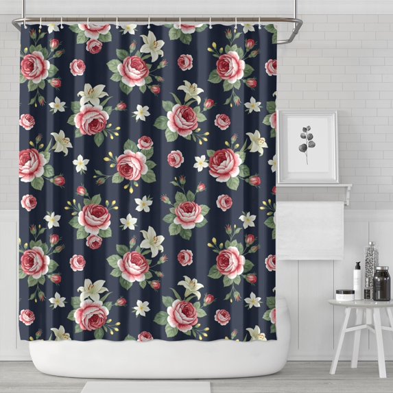 Pioneer Flower Floral Print Pattern Shower Curtain 84”x72", Bathroom Decorative Shower Curtain Set with 12 Hooks, Waterproof Washable