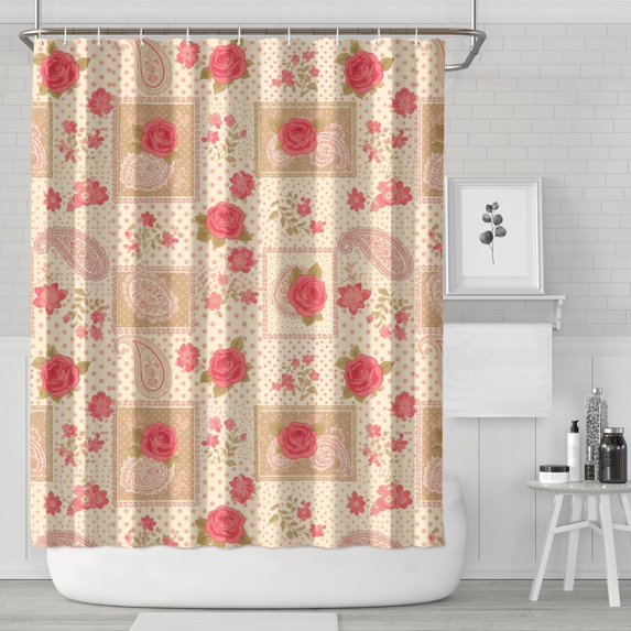 Pioneer Flower Floral Print Pattern Shower Curtain 84"x72", Bathroom Decorative Shower Curtain Set with 12 Hooks, Waterproof Washable