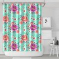 thumbnail image 1 of Pioneer Flower Floral Print Pattern Shower Curtain 84"x72", Bathroom Decorative Shower Curtain Set with 12 Hooks, Waterproof Washable, 1 of 6