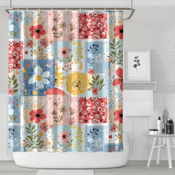 Pioneer Flower Floral Print Pattern Shower Curtain 84"x72", Bathroom Decorative Shower Curtain Set with 12 Hooks, Waterproof Washable