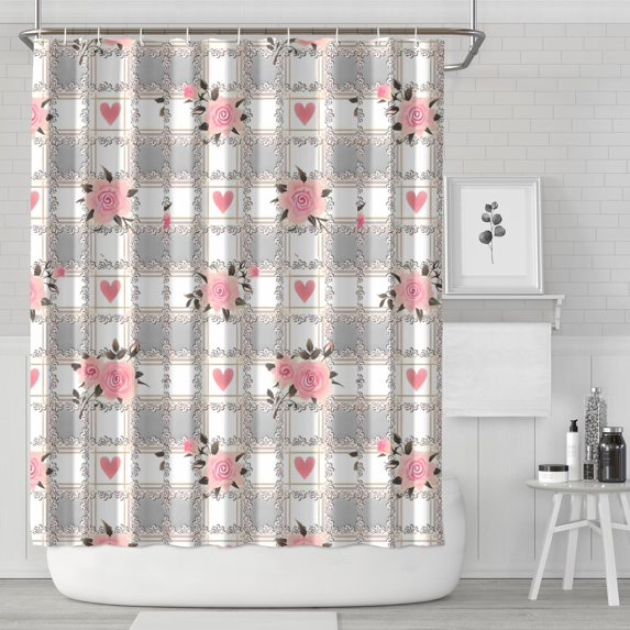 Pioneer Flower Floral Print Pattern Shower Curtain 84"x72" ,Bathroom Decorative Shower Curtains Set with 12 Hooks,Modern Waterproof Washable Shower Curtain