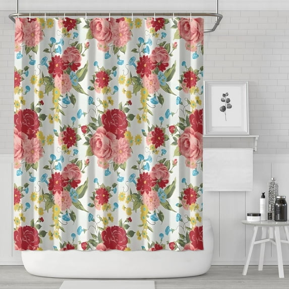 Pioneer Flower Floral Print Pattern Shower Curtain 84"x72" ,Bathroom Decorative Shower Curtains Set with 12 Hooks,Modern Waterproof Washable Shower Curtain
