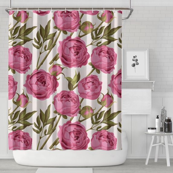 Pioneer Flower Floral Print Pattern Shower Curtain 84"x72" ,Bathroom Decorative Shower Curtains Set with 12 Hooks,Modern Waterproof Washable Shower Curtain