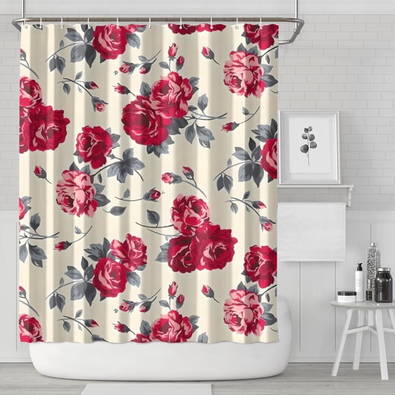 Pioneer Flower Floral Print Pattern Shower Curtain 84"x72" ,Bathroom Decorative Shower Curtains Set with 12 Hooks,Modern Waterproof Washable Shower Curtain