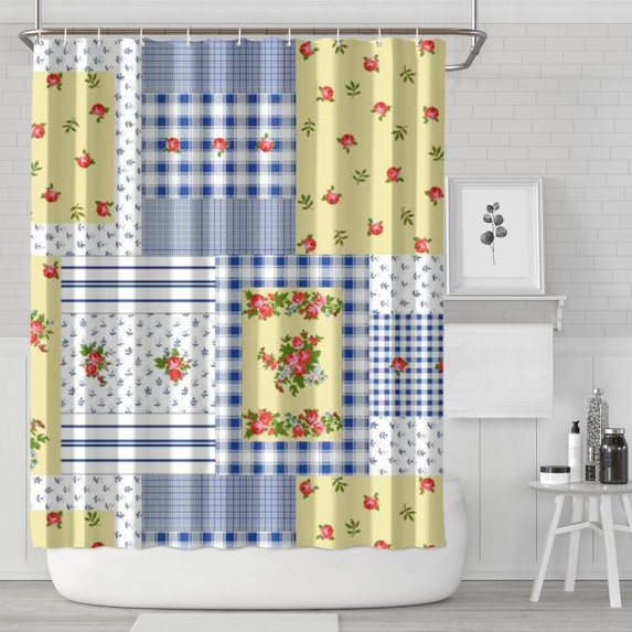 Pioneer Flower Floral Print Pattern Shower Curtain 84"x72" ,Bathroom Decorative Shower Curtains Set with 12 Hooks,Modern Waterproof Washable Shower Curtain
