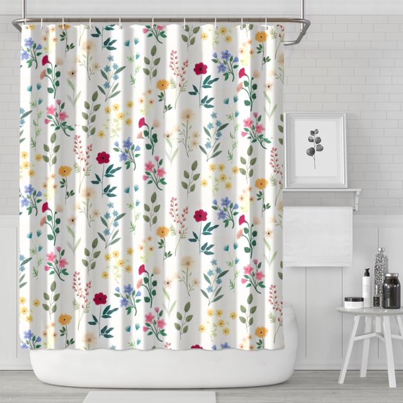 Pioneer Flower Floral Print Pattern Shower Curtain 84"x72" ,Bathroom Decorative Shower Curtains Set with 12 Hooks,Modern Waterproof Washable Shower Curtain