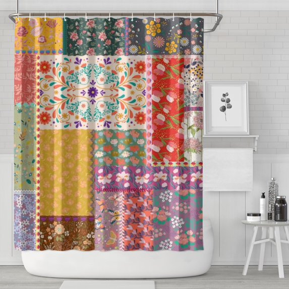 Pioneer Flower Floral Print Pattern Shower Curtain 84"x72" ,Bathroom Decorative Shower Curtains Set with 12 Hooks,Modern Waterproof Washable Shower Curtain