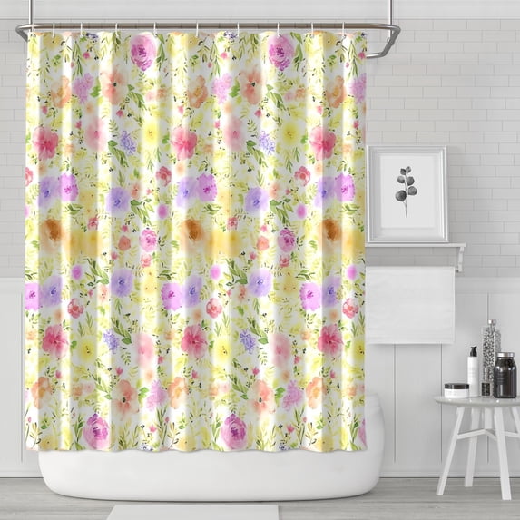 Pioneer Flower Floral Print Pattern Shower Curtain 84"x72" ,Bathroom Decorative Shower Curtains Set with 12 Hooks,Modern Waterproof Washable Shower Curtain