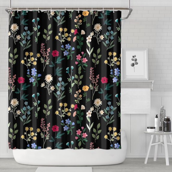 Pioneer Flower Floral Print Pattern Shower Curtain 84"x72" ,Bathroom Decorative Shower Curtains Set with 12 Hooks,Modern Waterproof Washable Shower Curtain