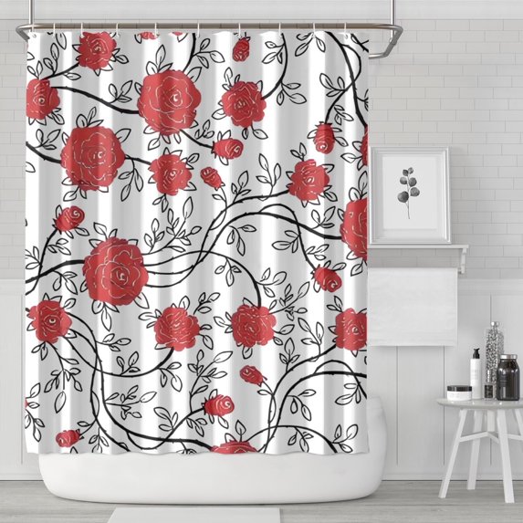 Pioneer Flower Floral Print Pattern Shower Curtain 84"x72" ,Bathroom Decorative Shower Curtains Set with 12 Hooks,Modern Waterproof Washable Shower Curtain