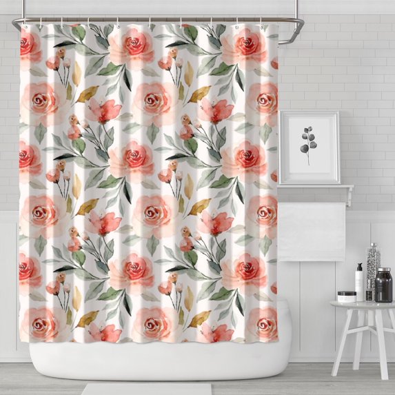 Pioneer Flower Floral Print Pattern Shower Curtain 84"x72" ,Bathroom Decorative Shower Curtains Set with 12 Hooks,Modern Waterproof Washable Shower Curtain