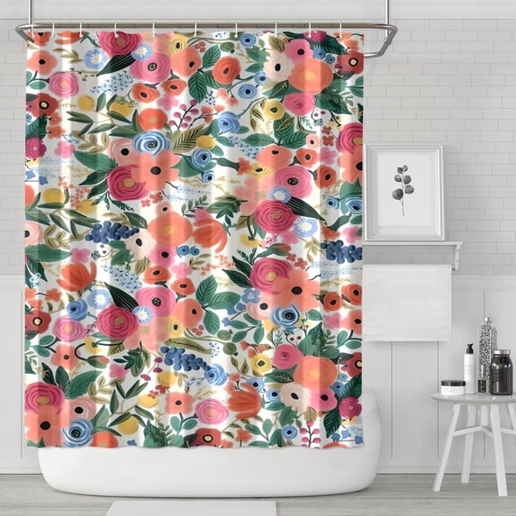 Pioneer Flower Floral Print Pattern Shower Curtain 84"x72" ,Bathroom Decorative Shower Curtains Set with 12 Hooks,Modern Waterproof Washable Shower Curtain