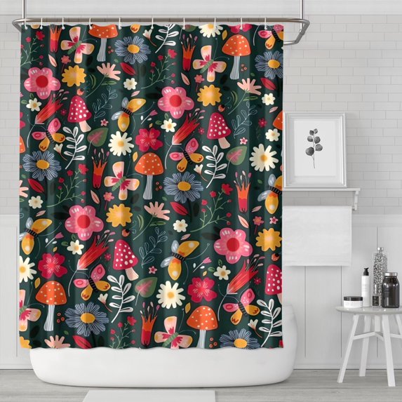 Pioneer Flower Floral Print Pattern Shower Curtain 84"x72" ,Bathroom Decorative Shower Curtains Set with 12 Hooks,Modern Waterproof Washable Shower Curtain