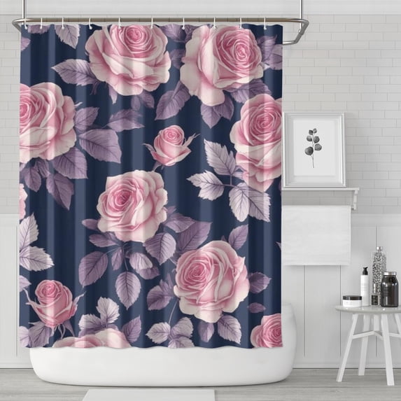 Pioneer Flower Floral Print Pattern Shower Curtain 84"x72" ,Bathroom Decorative Shower Curtains Set with 12 Hooks,Modern Waterproof Washable Shower Curtain