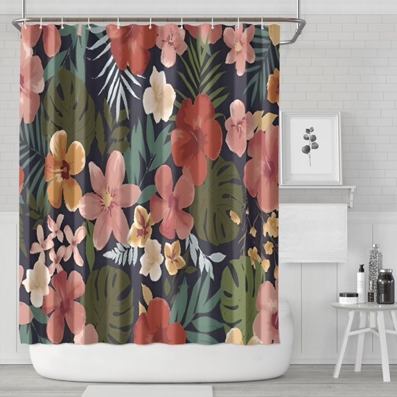 Pioneer Flower Floral Print Pattern Shower Curtain 84"x72" ,Bathroom Decorative Shower Curtains Set with 12 Hooks,Modern Waterproof Washable Shower Curtain
