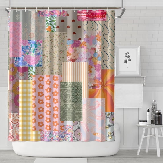 Pioneer Flower Floral Print Pattern Shower Curtain 84"x72" ,Bathroom Decorative Shower Curtains Set with 12 Hooks,Modern Waterproof Washable Shower Curtain