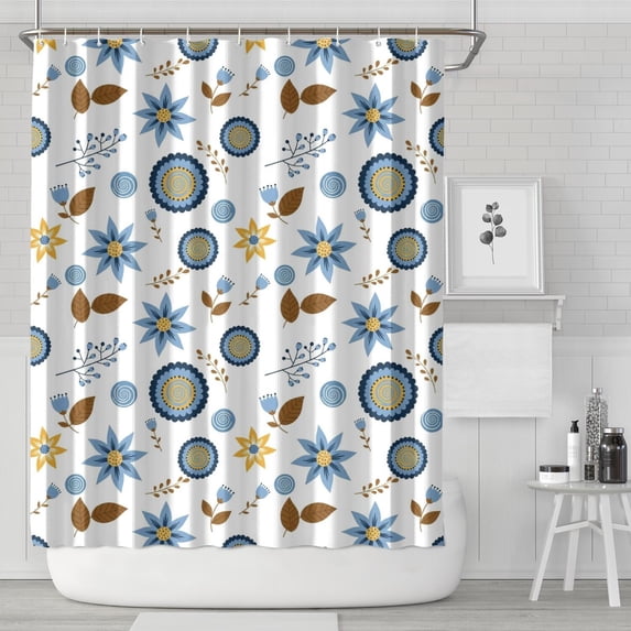 Pioneer Flower Floral Print Pattern Shower Curtain 84x72in, Bathroom Decorative Shower Curtain Set with 12 Hooks, Waterproof Washable