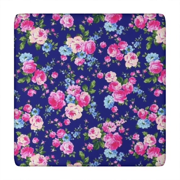 Pioneer Flower Floral Print Pattern Square Fitted Tablecloth with Elastic Edge,Square Table Cover,Washable Elastic Table Cover for Home Kitchen Party Decor 34"x34"