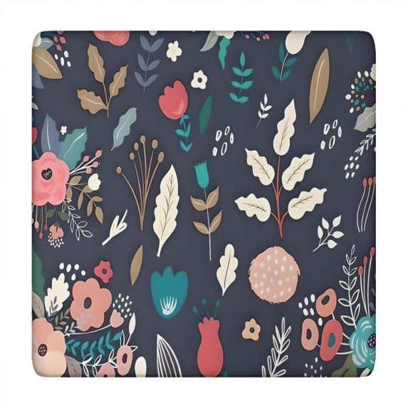 Pioneer Flower Floral Print Pattern Square Fitted Tablecloth with Elastic Edge,Square Table Cover,Washable Elastic Table Cover for Home Kitchen Party Decor 34"x34"