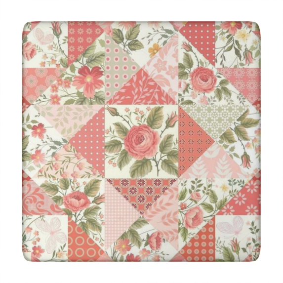 Pioneer Flower Floral Print Pattern Square Fitted Tablecloth with Elastic Edge,Square Table Cover,Washable Elastic Table Cover for Home Kitchen Party Decor 34"x34"