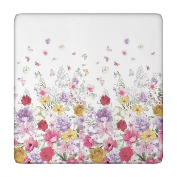 Pioneer Flower Floral Print Pattern Square Fitted Tablecloth with Elastic Edge,Square Table Cover,Washable Elastic Table Cover for Home Kitchen Party Decor 34"x34"