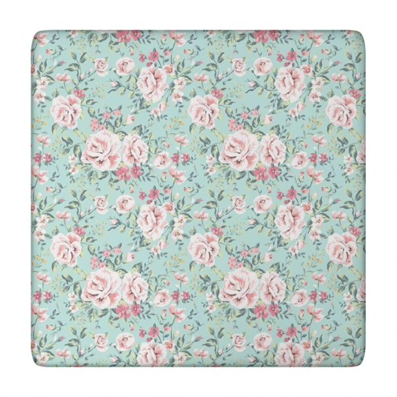 Pioneer Flower Floral Print Pattern Square Fitted Tablecloth with Elastic Edge,Square Table Cover,Washable Elastic Table Cover for Home Kitchen Party Decor 34"x34"