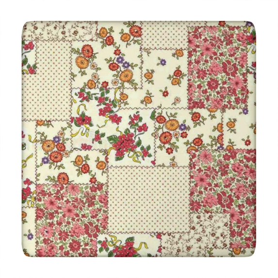 Pioneer Flower Floral Print Pattern Square Fitted Tablecloth with Elastic Edge,Square Table Cover,Washable Elastic Table Cover for Home Kitchen Party Decor 34"x34"