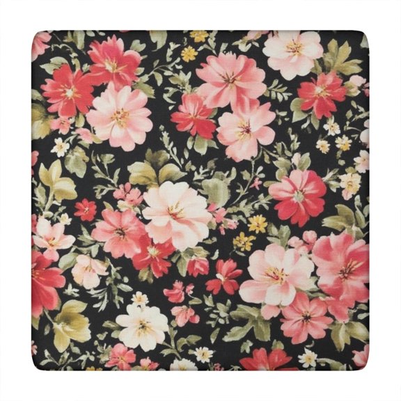 Pioneer Flower Floral Print Pattern Square Fitted Tablecloth with Elastic Edge,Square Table Cover,Washable Elastic Table Cover for Home Kitchen Party Decor 34"x34"