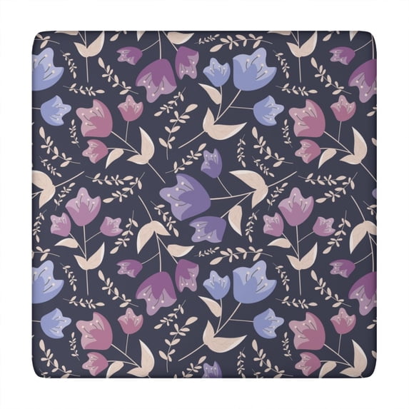 Pioneer Flower Floral Print Pattern Square Fitted Tablecloth with Elastic Edge,Square Table Cover,Washable Elastic Table Cover for Home Kitchen Party Decor 34"x34"