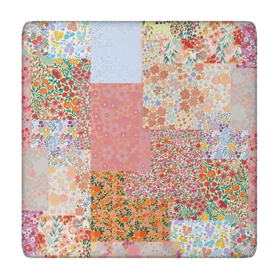 Pioneer Flower Floral Print Pattern Square Fitted Tablecloth with Elastic Edge,Square Table Cover,Washable Elastic Table Cover for Home Kitchen Party Decor 34"x34"