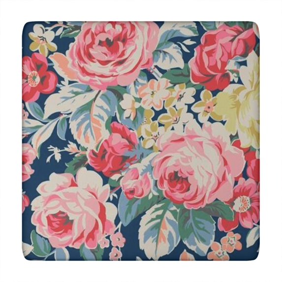 Pioneer Flower Floral Print Pattern Square Fitted Tablecloth with Elastic Edge,Square Table Cover,Washable Elastic Table Cover for Home Kitchen Party Decor 34"x34"