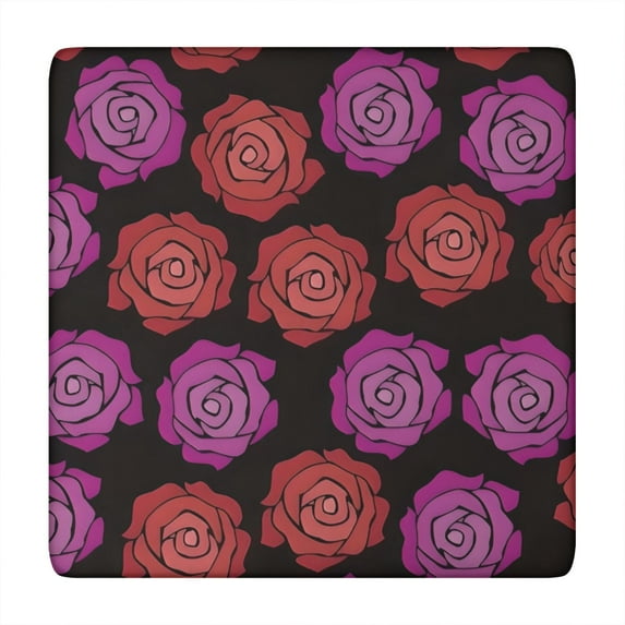 Pioneer Flower Floral Print Pattern Square Fitted Tablecloth with Elastic Edge,Square Table Cover,Washable Elastic Table Cover for Home Kitchen Party Decor 34"x34"