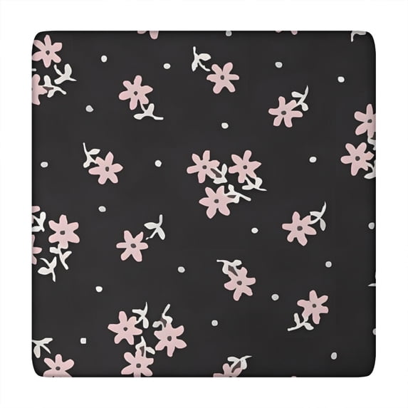 Pioneer Flower Floral Print Pattern Square Fitted Tablecloth with Elastic Edge,Square Table Cover,Washable Elastic Table Cover for Home Kitchen Party Decor 34"x34"