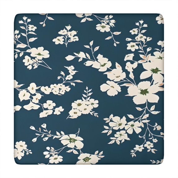 Pioneer Flower Floral Print Pattern Square Fitted Tablecloth with Elastic Edge,Square Table Cover,Washable Elastic Table Cover for Home Kitchen Party Decor 34"x34"
