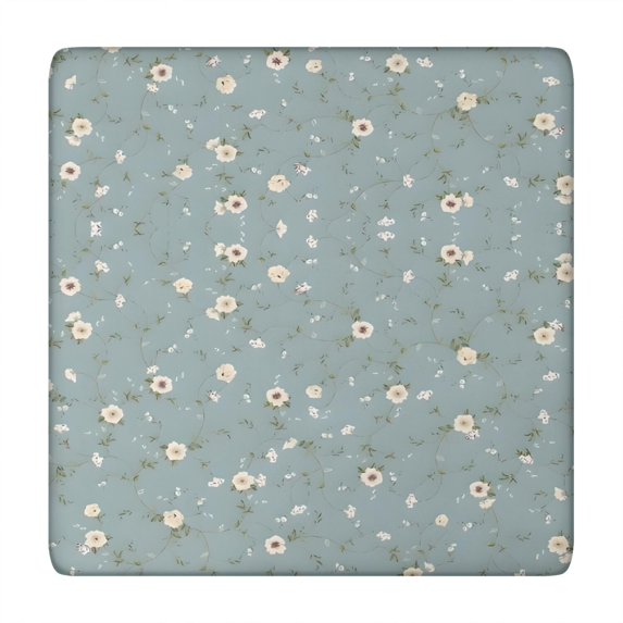 Pioneer Flower Floral Print Pattern Square Fitted Tablecloth with Elastic Edge,Square Table Cover,Washable Elastic Table Cover for Home Kitchen Party Decor 34"x34"