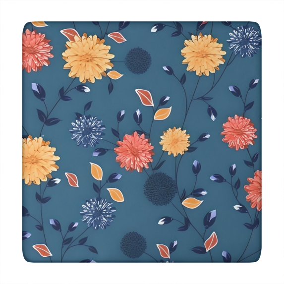 Pioneer Flower Floral Print Pattern Square Fitted Tablecloth with Elastic Edge,Square Table Cover,Washable Elastic Table Cover for Home Kitchen Party Decor 34"x34"