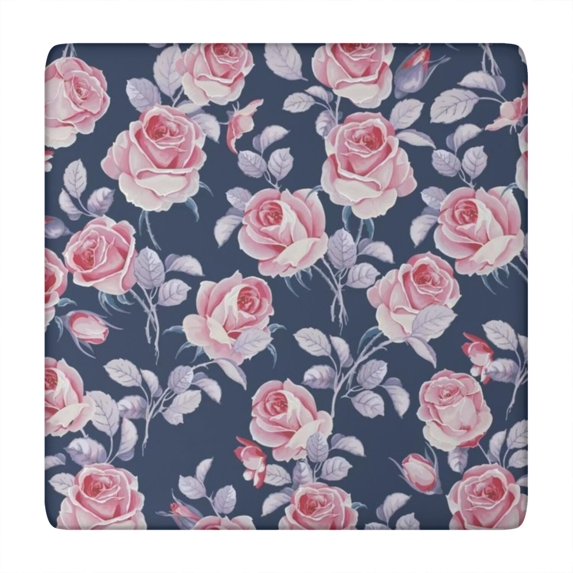 Pioneer Flower Floral Print Pattern Square Fitted Tablecloth with Elastic Edge,Square Table Cover,Washable Elastic Table Cover for Home Kitchen Party Decor 34"x34"