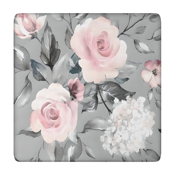Pioneer Flower Floral Print Pattern Square Fitted Tablecloth with Elastic Edge,Square Table Cover,Washable Elastic Table Cover for Home Kitchen Party Decor 34"x34"
