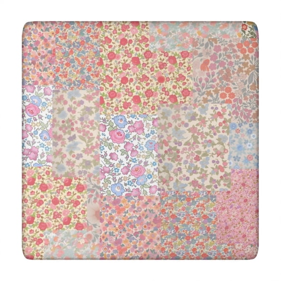 Pioneer Flower Floral Print Pattern Square Fitted Tablecloth with Elastic Edge,Square Table Cover,Washable Elastic Table Cover for Home Kitchen Party Decor 34"x34"