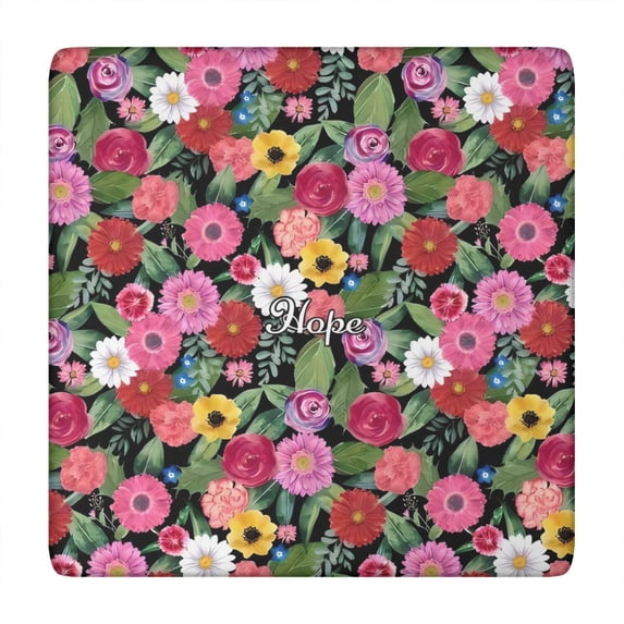 Pioneer Flower Floral Print Pattern Square Fitted Tablecloth with Elastic Edge,Square Table Cover,Washable Elastic Table Cover for Home Kitchen Party Decor 34"x34"