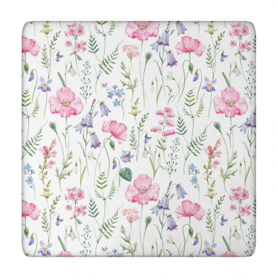 Pioneer Flower Floral Print Pattern Square Fitted Tablecloth with Elastic Edge,Square Table Cover,Washable Elastic Table Cover for Home Kitchen Party Decor 34"x34"