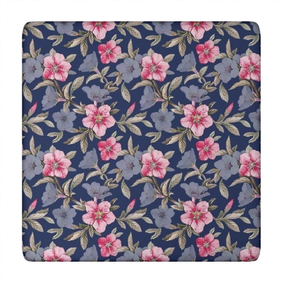 Pioneer Flower Floral Print Pattern Square Fitted Tablecloth with Elastic Edge,Square Table Cover,Washable Elastic Table Cover for Home Kitchen Party Decor 34"x34"
